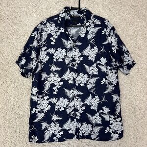 Banana Republic Linen Shirt Mens Large Blue Button Down Beachy Cruise Vacation